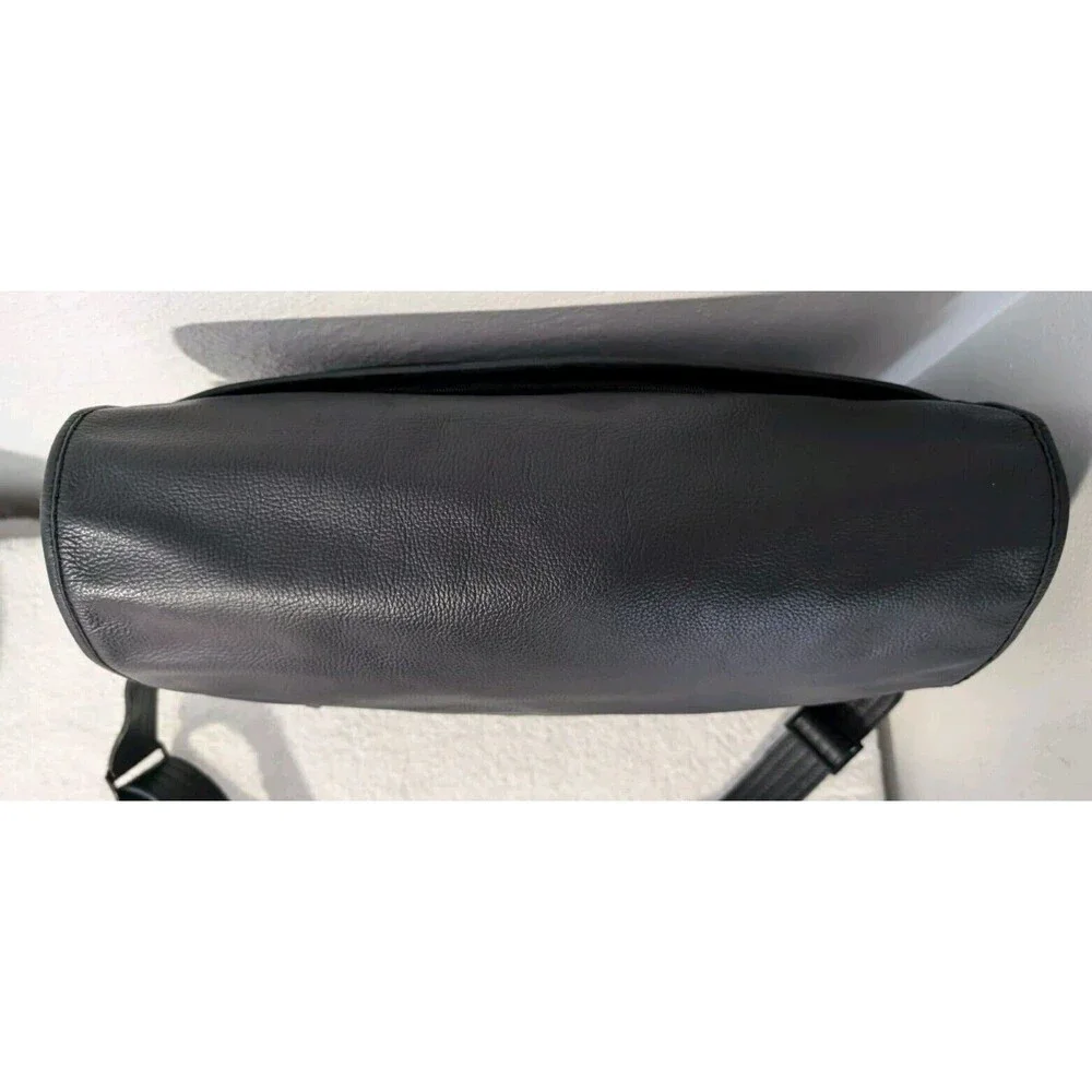 Lloyd Messenger Bag Black Pebbled Leather Turn Locks Briefcase
